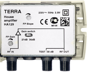 Внешний вид усилителя HA129 Terra с переключателем усиления